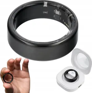 Smart ring OEM R11M with stainless steel body and charging dock, size 8 (18.1 mm), black