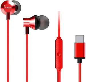 In-ear stereo austiņas ar mikrofonu, USB, sarkanas – No name ESTM-50USB-C/RD