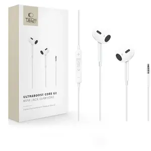 Vadu austiņas Tech-Protect UltraBoost Mini Jack Earphone Core G2 — baltas, 3,5 mm