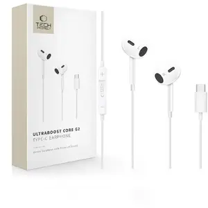 Iekšausu USB-C austiņas Tech-Protect Core G2 — vadu, baltas