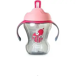 Dzeramais krūzīte tommee tippee TT0321 230 ml ar salmiņu, rozā — barošanas trauks zīdaiņiem