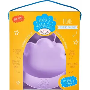 Силиконовая тарелка с присоской Nana's Manners NAN00507 — фиолетовая, для кормления