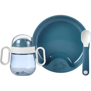 Детский 3‑предметный столовый набор Mepal Mio Deep Blue — тарелка, миска, стакан