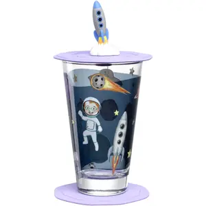 Bērnu stikla krūze LEONARDO Bambini Aventura 300 ml — konusa forma, 80 mm platums, 140 mm augstums, daudzkrāsains