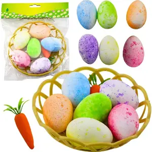 Decorative Easter Basket Set Lean — 7 colorful decorative eggs and carrot ornaments