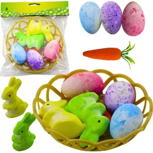 Easter decorations set Lean — 6-piece basket ornaments: bunnies, eggs, carrot