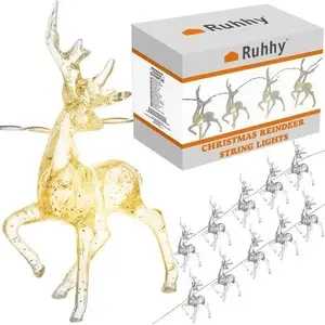 Ruhhy holiday decoration — string lights with reindeer figures, model 24955