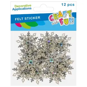 Набор фетровых снежинок Craft with Fun CFBN760 — декоративные элементы из фетра, 12 шт.