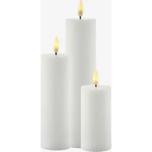 Tork rechargeable candle set Sirius Smilla Ø 5 cm — white, 3 pcs