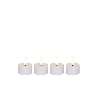 Decorative rechargeable LED tealight set Sirius Extra Cozzy, white plastic, 3D flame, 5 cm height × 3.9 cm Ø, 4 pcs