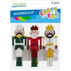 Decorative Christmas ornament Craft with Fun - Dziadek clothespin figure, set of 3, 7 cm each