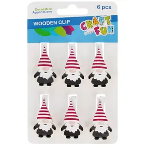 Cloth Clips Craft with Fun Skrzat set of 6 – decorative wooden pegs for crafts and display