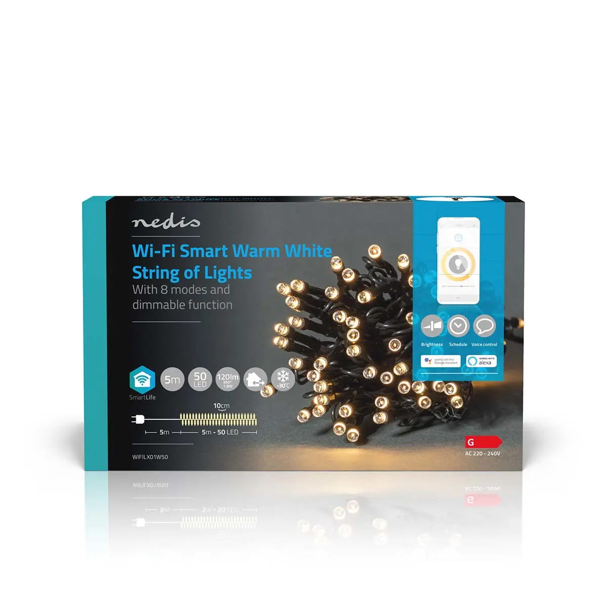 Nedis WIFILX01W50 Gaismas dekoratīvā ķēde ar