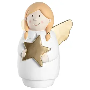 Decorative statue LEONARDO 031834 — white ceramic figurine, H 300 mm, W 200 mm, D 160 mm