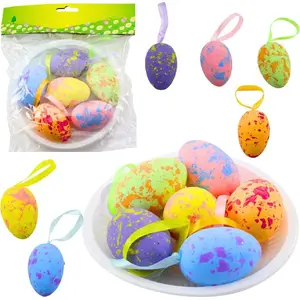 Hanging Easter Egg Decorations Lean set of 6 colorful eggs with loop for hanging