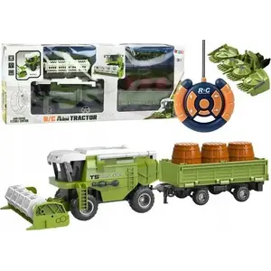 LEANToys RC Combine Harvester Toy 18622 — Green Remote-Controlled Grain Machine with Trailer