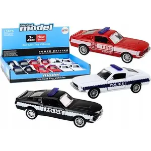 Toy emergency vehicles set LEANToys 1:32 scale — mixed police and fire cars