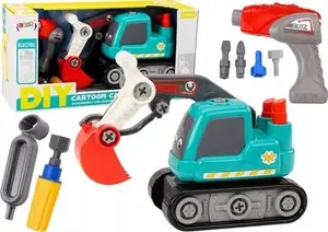 Toy Excavator (DIY Twist) LEANToys 18640 — Track Cartoon Design, Turquoise