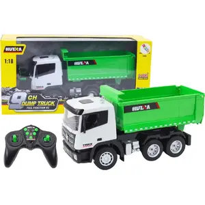 Remote Control Dump Truck LEANToys 1:18 scale, green, RC model 20258
