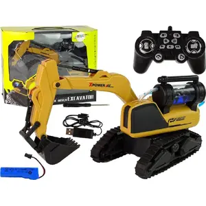 Remote-controlled tracked excavator LEANToys model 15157, yellow