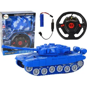Remote Control Tank LEANToys model 17277 — 1:18 scale, 27 MHz, lights and sound, blue