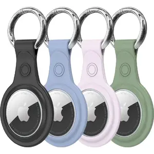 Protective silicone case set for Apple AirTag key finder by dux ducis — 4-piece (black, green, pink, blue)