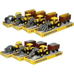 Toy tractor with trailer Swede MIX — mechanical pull-back playset