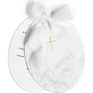 Communion invitations paper KUKARTKA 'Cross with Branches and Flowers' – pack design with cross motif