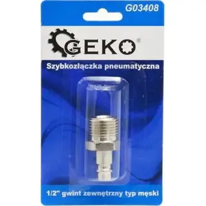 Pneumatic Quick Connector (Male) GEKO G03408 — 1/2" External Thread, Blister pack