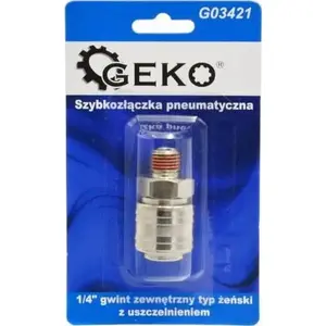 Пневматическая быстросъемная муфта женская 1/4" GEKO G03421 с наружной резьбой и уплотнением (блистер)
