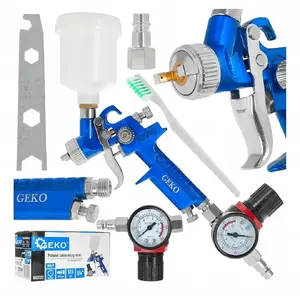 Krāsošanas pistole GEKO HVLP Mini 0,8 mm ar 125 ml plastmasas trauku un spiediena regulatoru, 1/4"