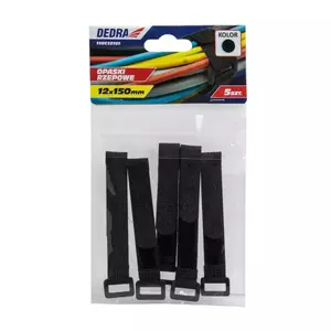 Velcro stiprinājums Dedra 11RC16312 — 310 mm × 16 mm, melns, 10 gab.