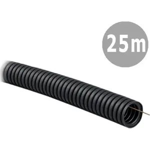 Elektroinstalācijas gofrēta caurule Tadpol RKGSP 750N 16/11 mm melna ar pilotu, 25 m