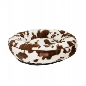 Dog bed Pets Collection model BK-14408, dark brown cow print, 65×65×18 cm, with zipper