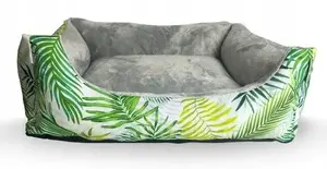 Sofa bed Bimbay KANAPA KROPKA LIŚCIE ZIELONE 2 80x65 – pet sofa bed 80×65 cm