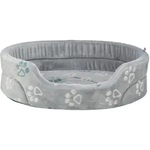 Pet bed Pets Collection Jimmy Soft oval plush 55 x 45 cm light gray for dog/cat