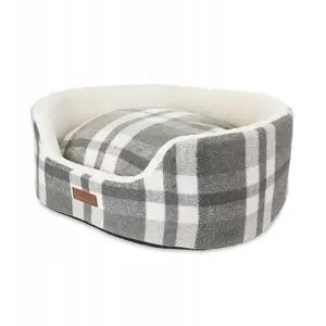 Dog bed No name model BK-14429, grey check pattern, 60×48×20 cm