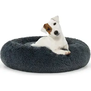 Plush Universal Pet Bed LEOBERT for Dog or Cat 60 cm, Dark Gray