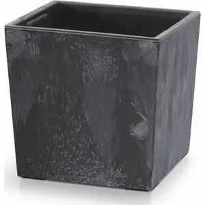 Flower pot Prosperplast URBI SQUARE LOW DURS240LE-S433 — anthracite, 24×24×23.5 cm, beton effect