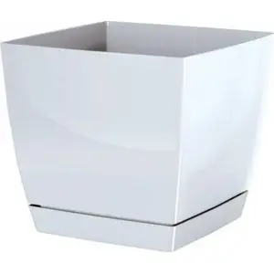 Flower pot with saucer Prosperplast Coubi square white 10 x 9.2 cm