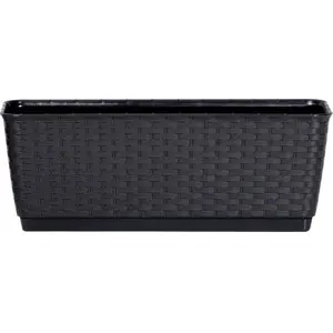 Flower pot box Prosperplast Rato Square black – plastic planter box, model DRL500PW-440U