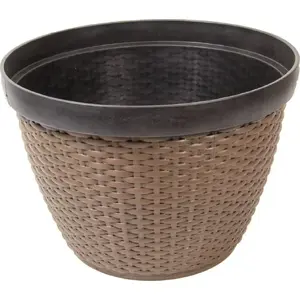 Flower pot Saska Garden model 1030104, plastic rattan design, diameter 30.5 cm