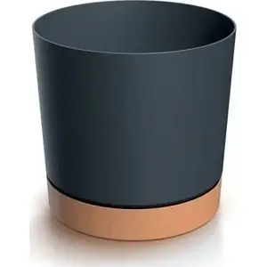 Flower pot with saucer Prosperplast Tubo — round anthracite, 12.8 cm