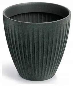 Flower pot Prosperplast Latia Round Midl — round plastic planter, graphite