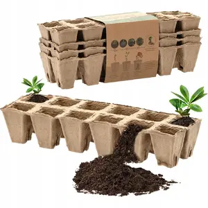 Flower pots Chomik set of 4 peat pots on a tray — biodegradable planting pots
