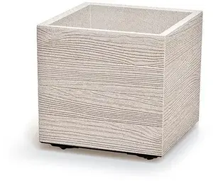 Flower pot Prosperplast DONICZKA MADERA SQUARE ECO* WOOD - BIAŁY FSC MIX, square plastic planter
