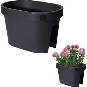 Vilde hanging balcony planter box Ori_339334 — black flower pot for railing and porch