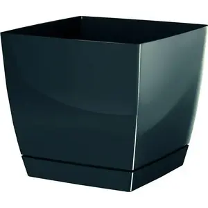 Flower pot with saucer Prosperplast Coubi DUKP155 – Grafit, plastic