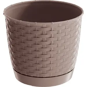 Flower pot Prosperplast DONICZKA RATOLLA ROUND - MOCCA, plastic round planter, model PP-DRLO300M