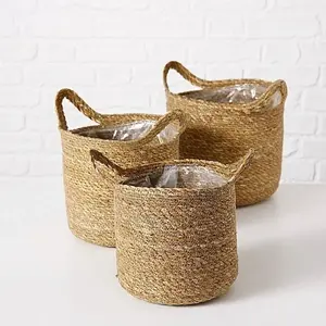 Flower pots Boltze DAWID set of 3 — woven seagrass planters
